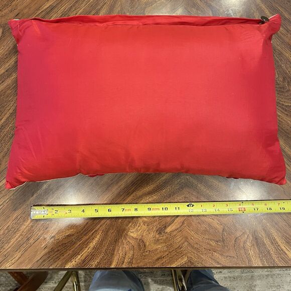 Pier 1 One Imports Throw Pillow Down Red Rose Felt Decor 3D Floral Cherry Red - Picture 6 of 11